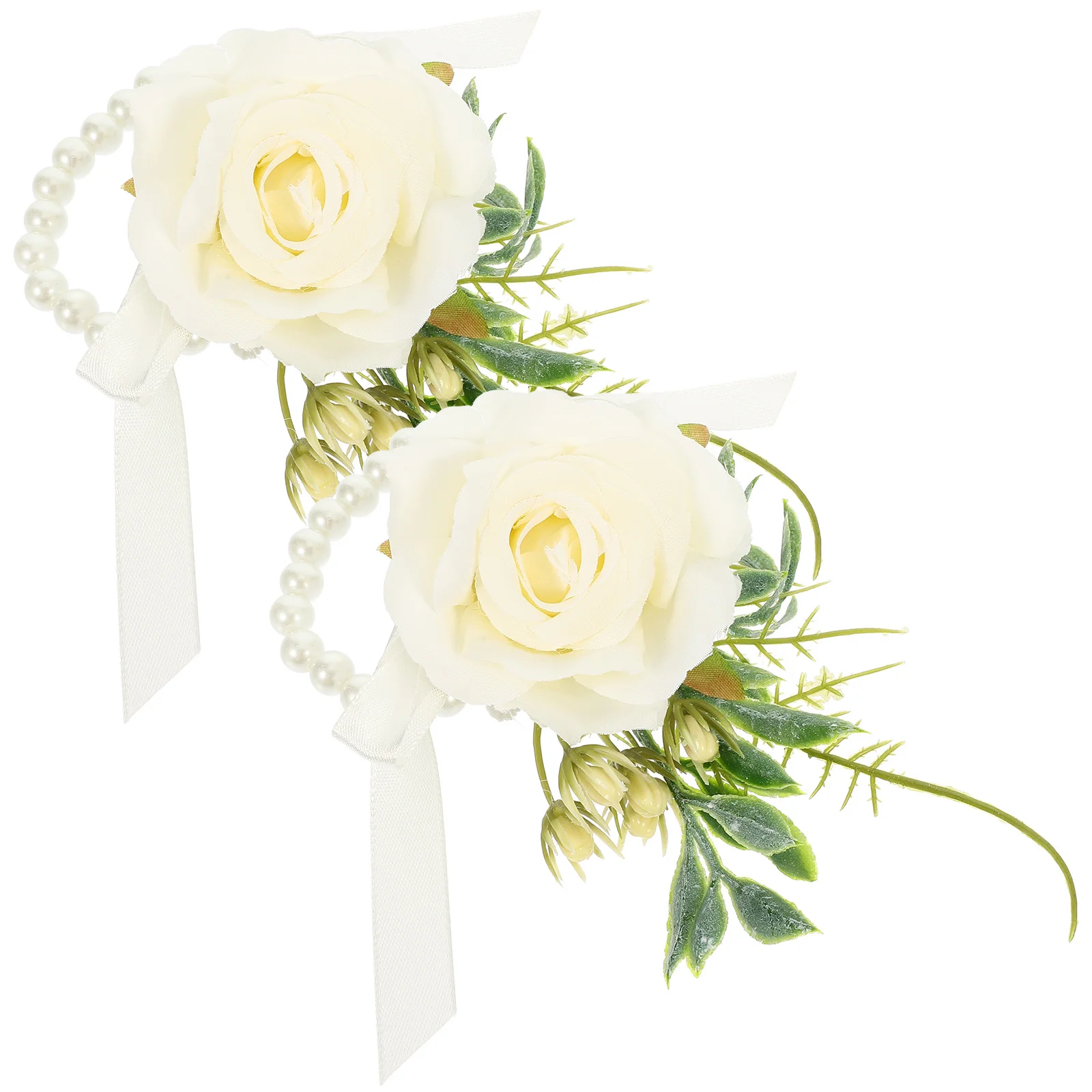 2Pcs Wrist Flower Decor Elegant Bridal Hand Flower for Rustic Weddings Bride Wristband Decor Costume Accessory