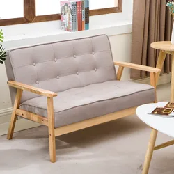 Modern Minimalist Sofa Small Apartment Original Solid Wood Style Home Living Room Nordic Small Double Apartment Fabric Sofa