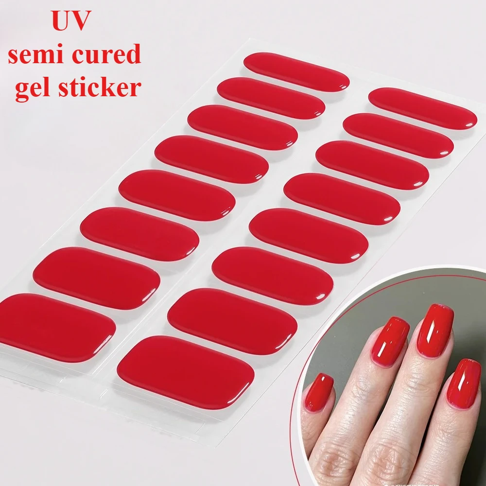16/22 Tips UV Semi Uitgeharde Gel Nagelstickers voor UV Lamp Designer Lijm Nagel Gel Wraps Mancire Mode nagel Glijbaan