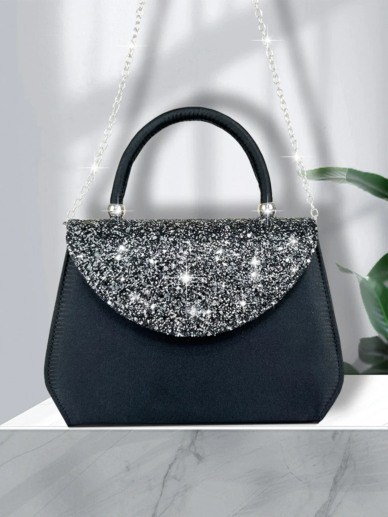 Paillettes scintillantes glamour Bling, sac à main de mariée parfait pour la fête, sac de soirée de mariage, paquet enveloppe de luxe, poignée supérieure à rabat