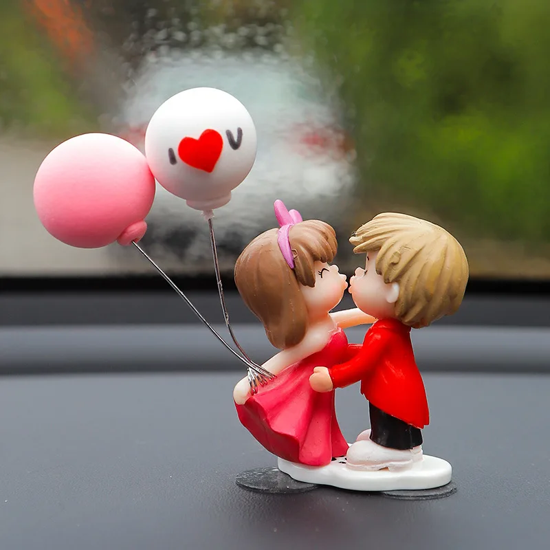 Car Accessories Cute Cartoon Couples Action Figure Figurines Balloon Ornament Auto Interior Dashboard for Girls Gifts Drop