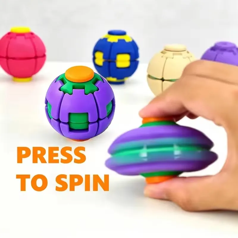 Color Pinching Relaxation Stress Relief Ball Pressing Rotating Dual Play Fingertip Gyroscope Portable Soothing Toy