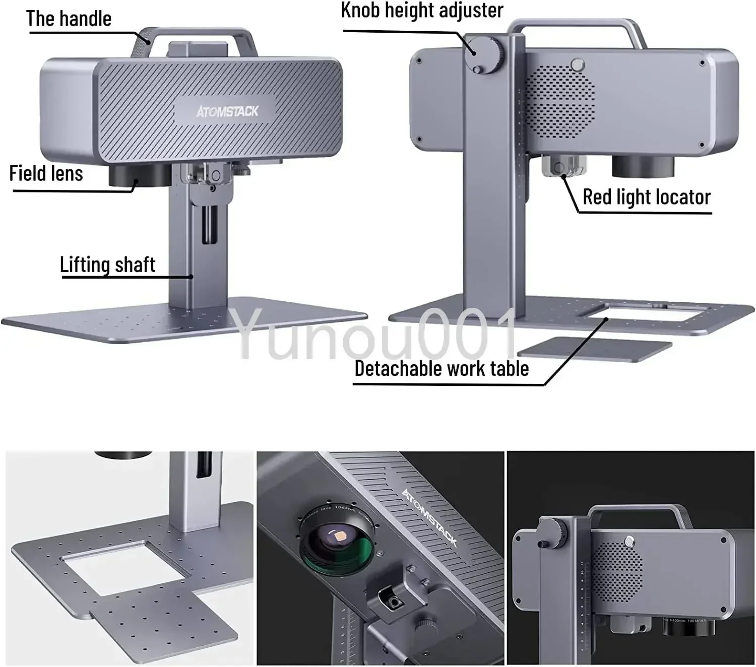 M412000mm/S High-speed Desktop Red, 70 * 70mm, Suitable for Metal, Plastic, Leather