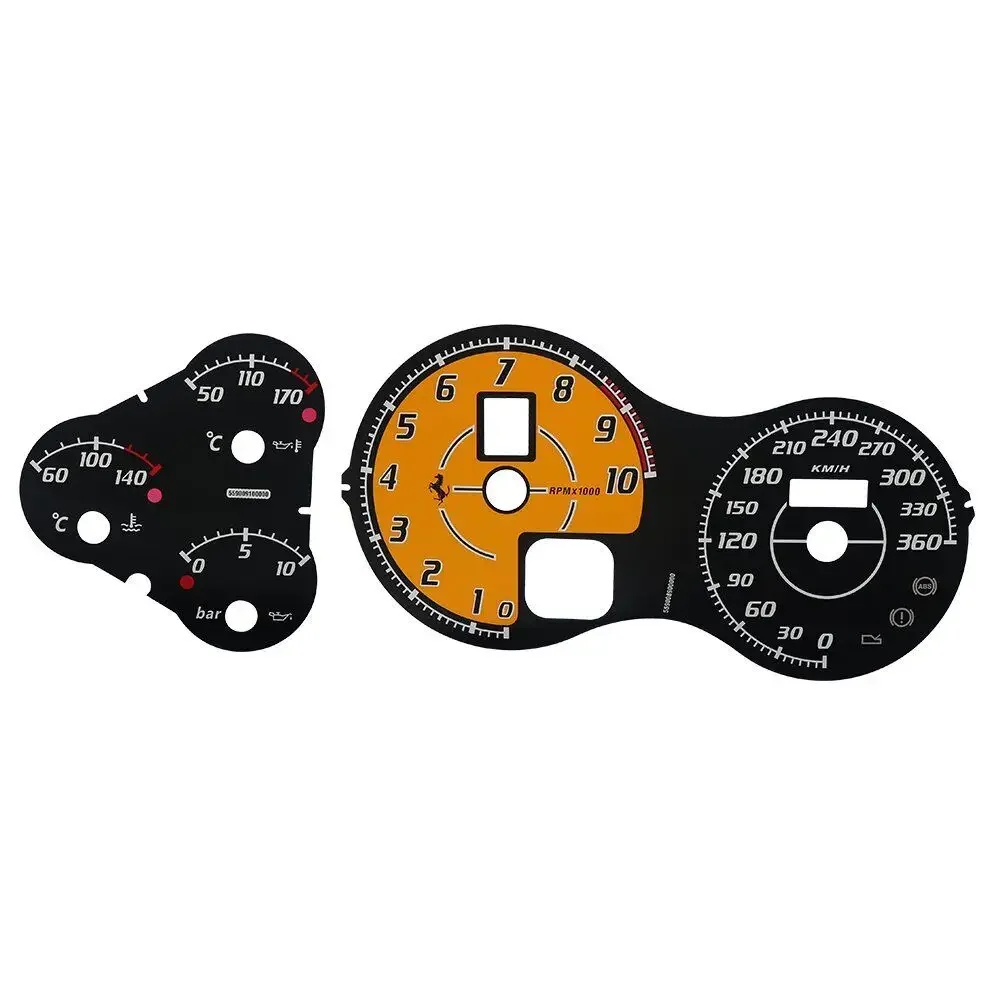 Gauge FACE Tacho Speedo DIALS For Ferrari 360 Instrument CLUSTER Disc Overlay 360KM/H