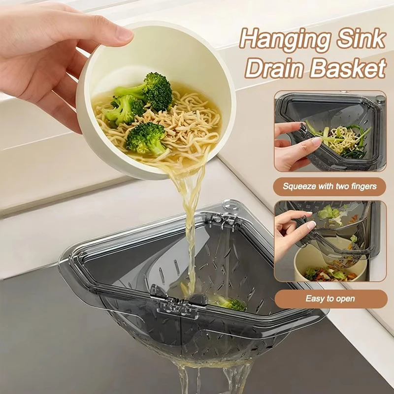 

Магнитная угловая корзина-отделитель для пищевых отходов под раковину, треугольная сушилка без сверления для кухни