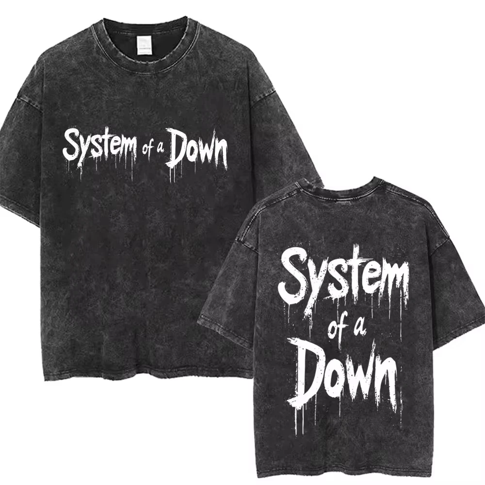 System Of A Down Toxicity Album Vintage Washed Graphic T-Shirt Unisex Oversized Nu Metal Band Casual Rock Fan Holiday Gift Tops