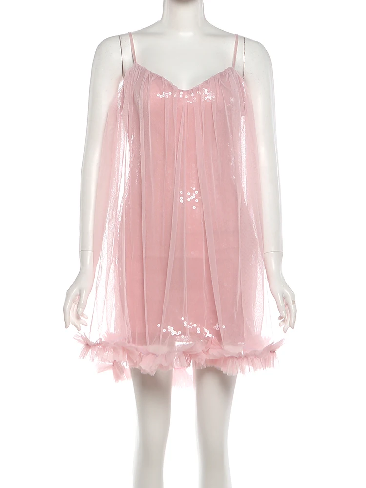 Estranho gato malha lantejoulas retalhos vestido feminino sexy doce em camadas sem mangas baixo pescoço meia-noite festa clubwear hottie chique bodycon