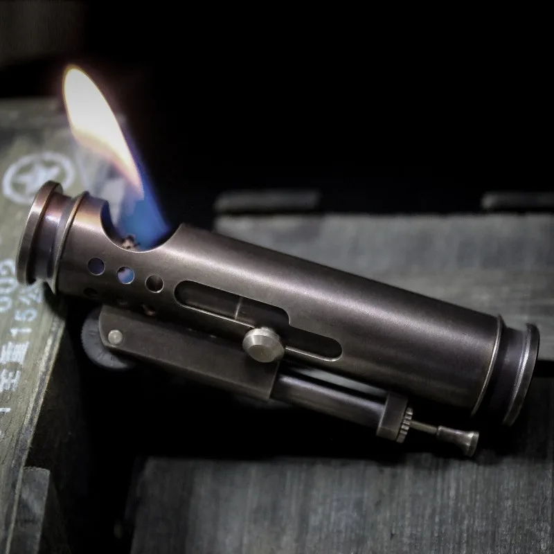 Alien Trench Handmade Pure Copper Open Flame Oil Lighter Vintage Retro Portable Cigarette Cigar Lighter Smoking Accessories