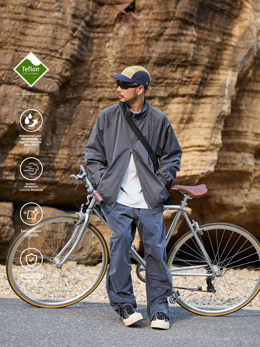 Loose Fit Youthful Training Jacket Windproof Stand Collar Bicycle Commuting Outerwear Coat Youth Popular Four Seasons Universal