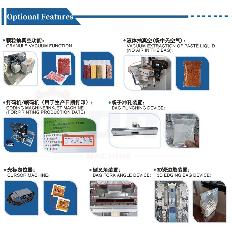 Automatic Granule Weighing Packaging Machine With 4 Heads  Scales for Currant