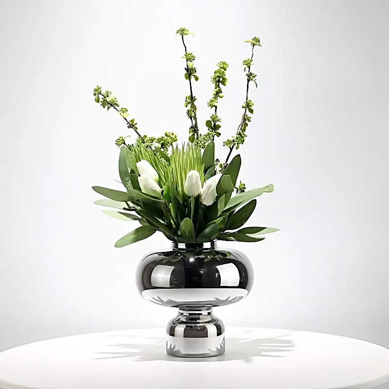 DSA Modern Simple Light Luxury Simulation Flower Art Set Model Room Living Room Hotel Dining Table Negotiation Table Home Soft