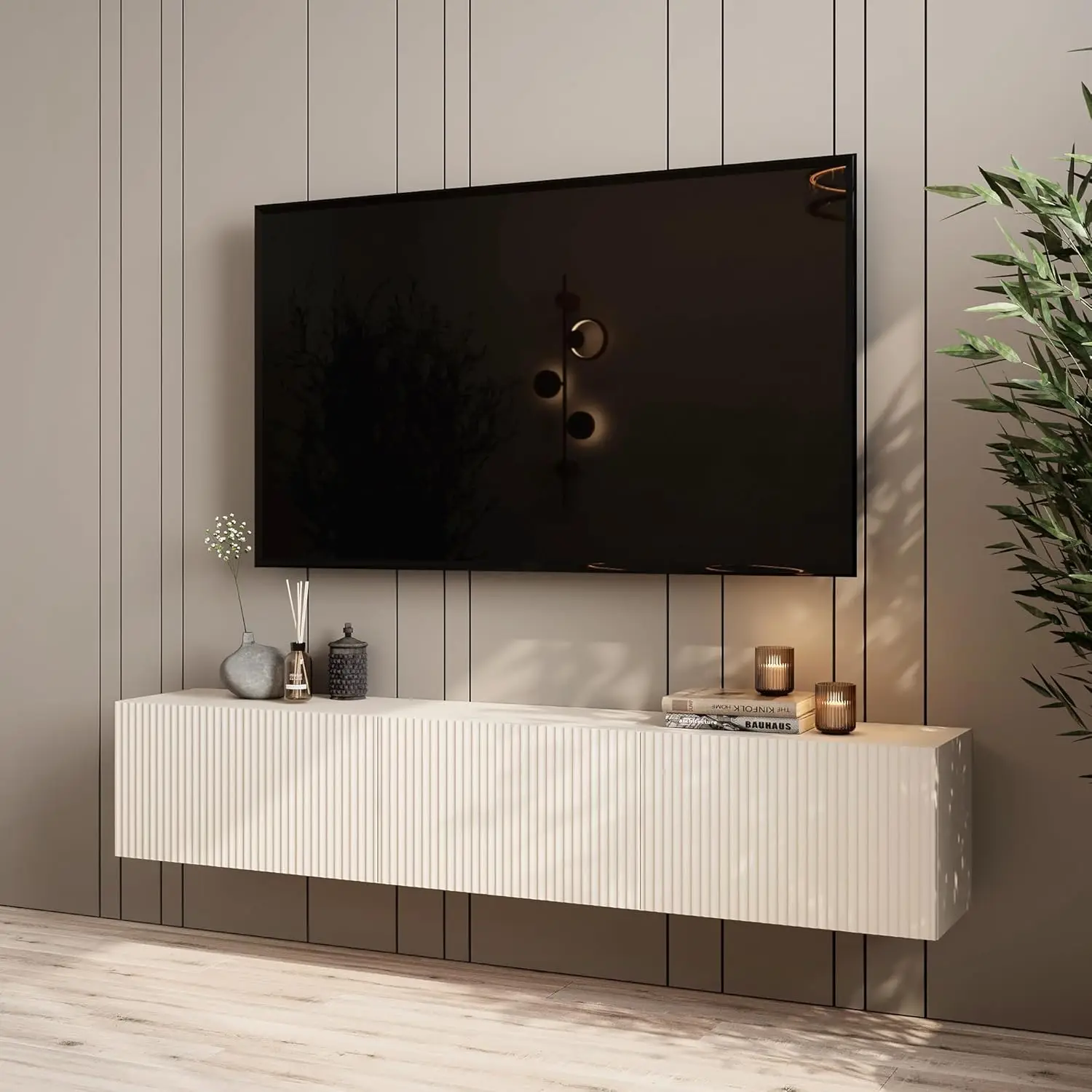 Living Skog Floating Tv Stand Wall Mounted For Living Room And Bedroom, Media Console Table, Entertainment Center With Storage