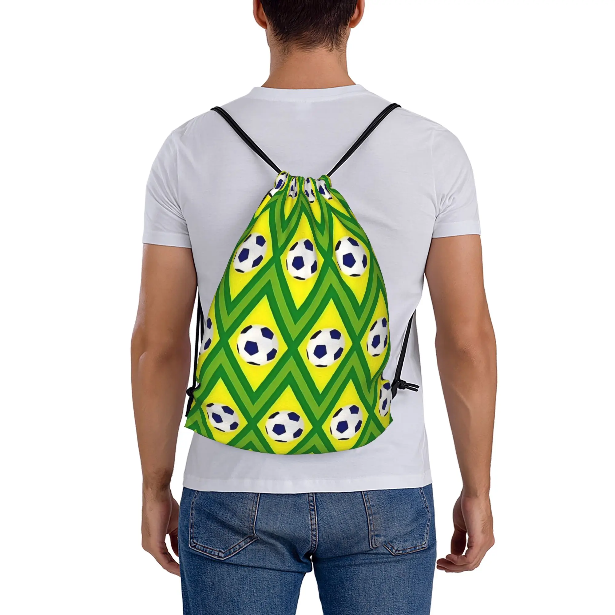 Soccer Football Fan Merch 24  Portable Travel Drawstring Backpack Riding Backpack Gym Clothes Drawstring Bags