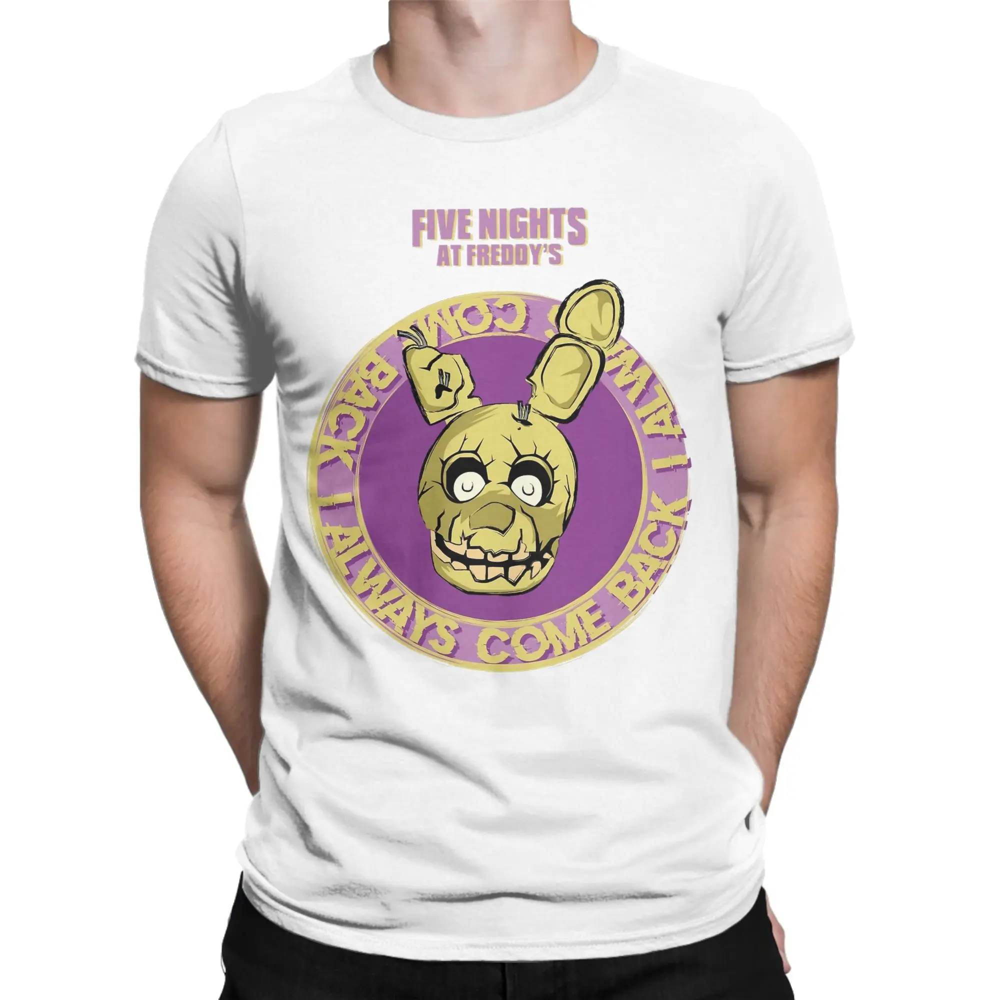 FIVE NIGHTS AT FREDDYS  SPRINGTRAP I ALWAYS COME BACK T Shirt Summer Cotton T Shirts For Mens Harajuku Tee Shirt Vintage Tops