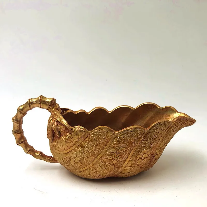 

Antique Miscellaneous Collection Antique Gilding Datang Chastity Year-Made Carved Wine Glass Crafts Ornaments