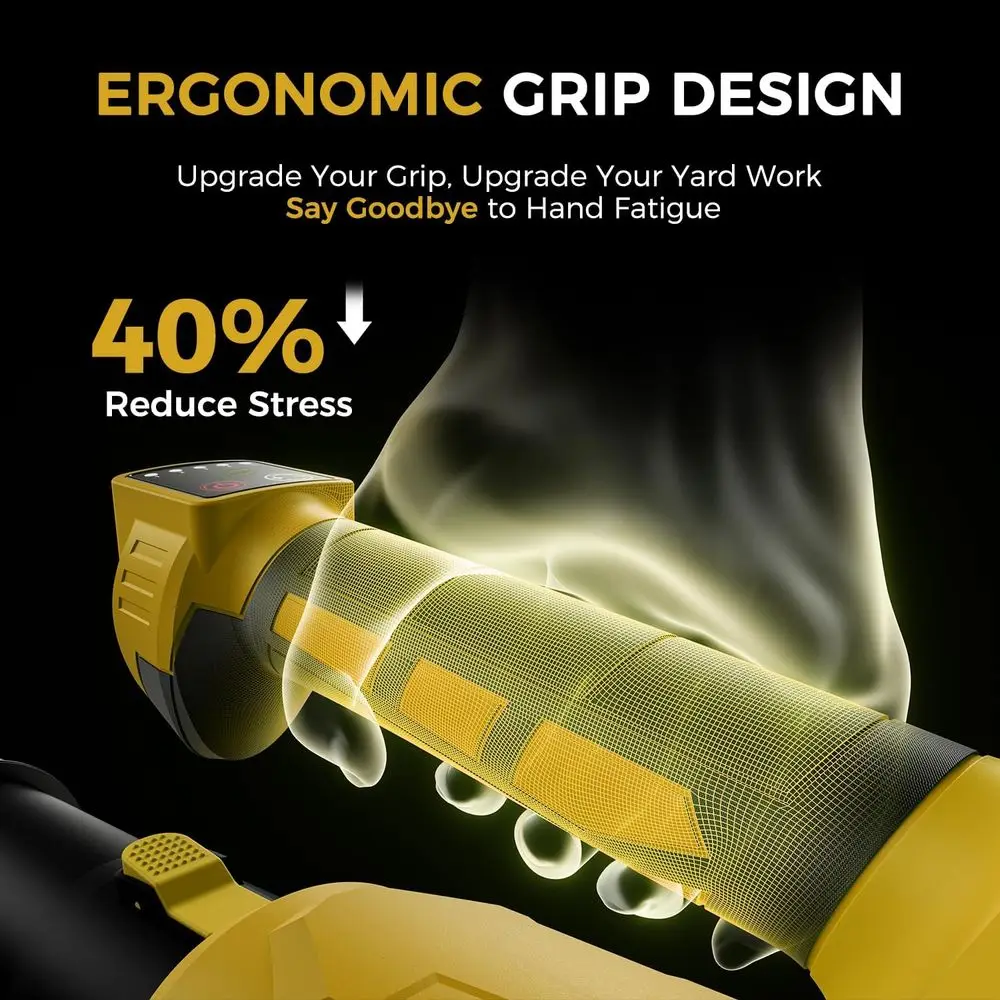 Leaf Blower Cordless - 650CFM Brushless Motor Leaf Blower with 6-Speed Control & Ergonomic Handle - Includes 2 x 5.0Ah Batteries