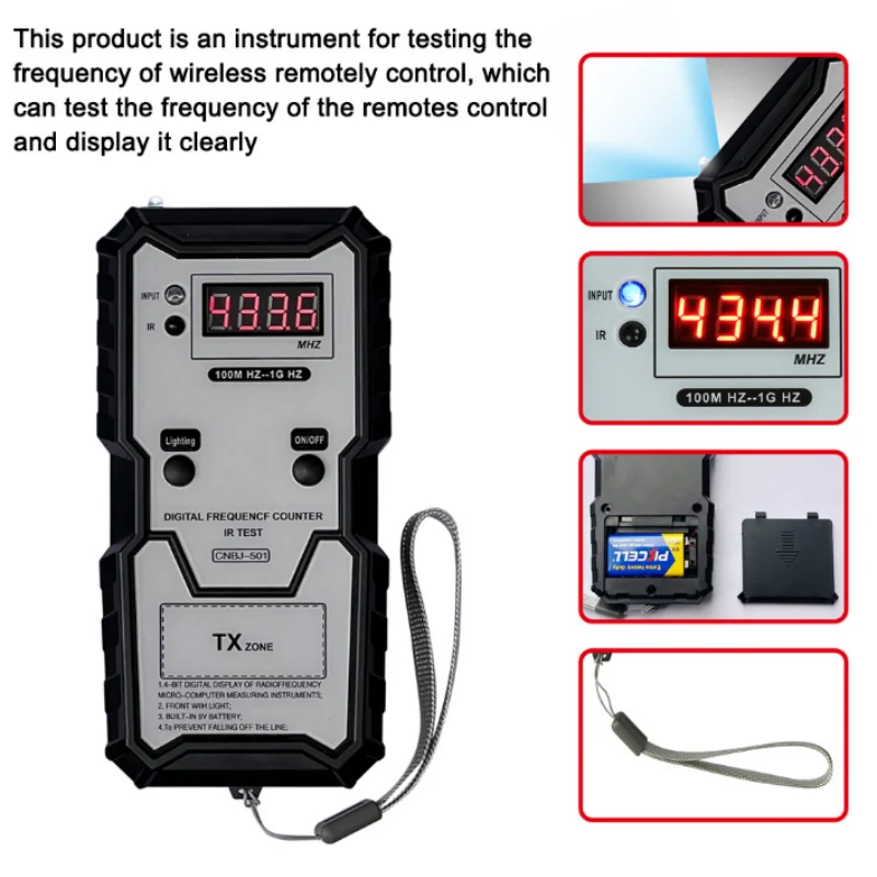 1PCS Measure Instrument Electronic IR Frequence Counter Test Infrared Frequency Tester 100M-1GHZ For Car Keys Remote Controller