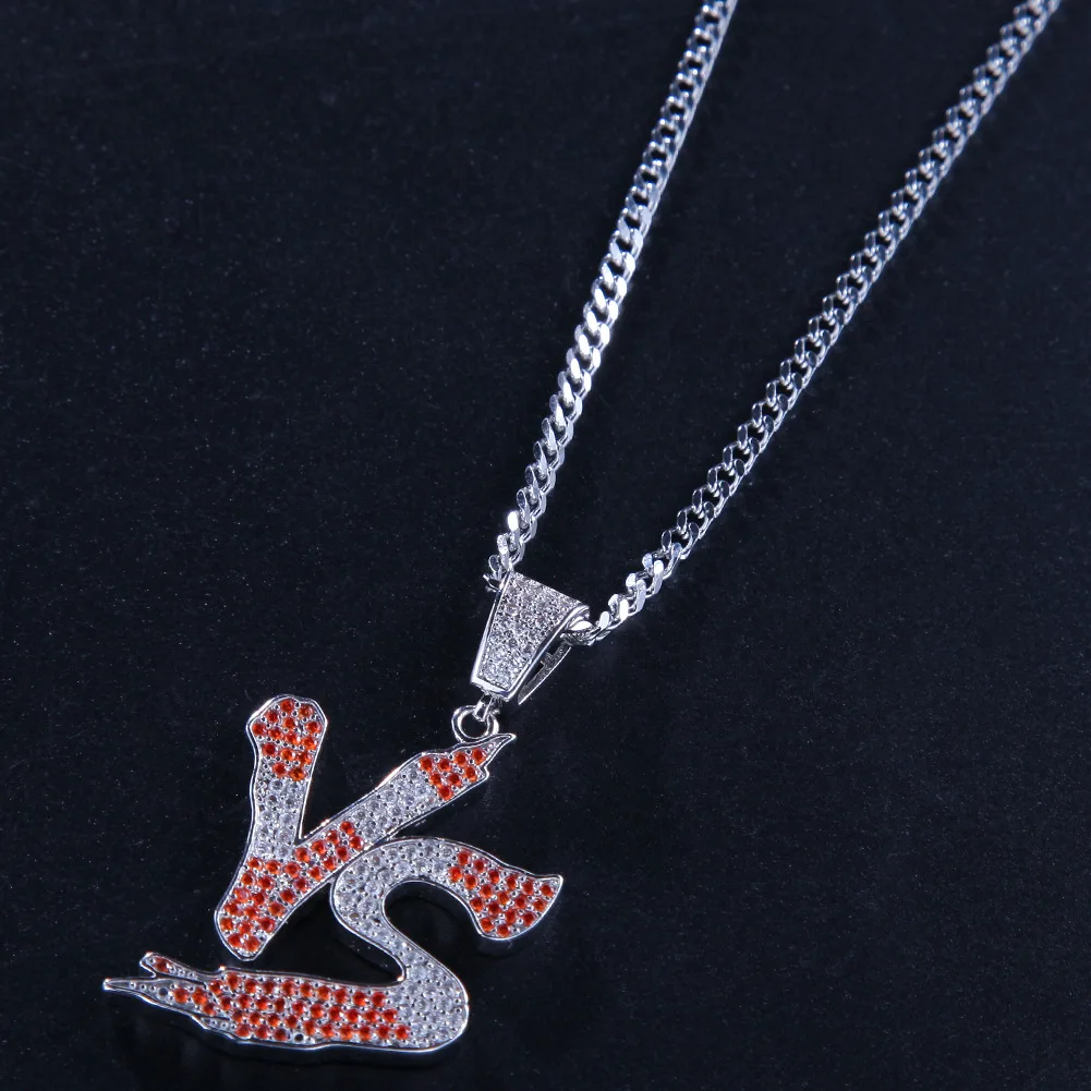 2023 Fashion Brand Letter V S VS Iced Out Bling Bling Pendant Necklace Mirco Pave Prong Setting Hip Hop Jewelry BP226