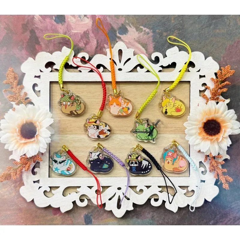 

Keychain for one piece Anime Cat Loaf Charms Acrylic Anime Cartoon DIY Collection Toys Gift for friend Brithday Gift