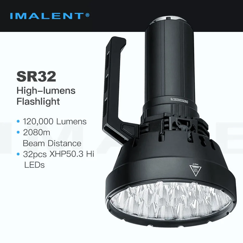 Imalent Sr32 Ultra Heldere Zaklamp/Zoekend Licht, 120,000 Lumen 2,080M Straal Afstand, 32Pcs Cree Xhp50.3 Hi Leds, 8X21700