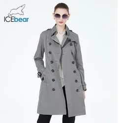 ICEbear 2023 Female Autumn Lapel Windbreaker Fashion Double Breasted Women's Trench Coat Fashionable Women Clothing GWF20023D