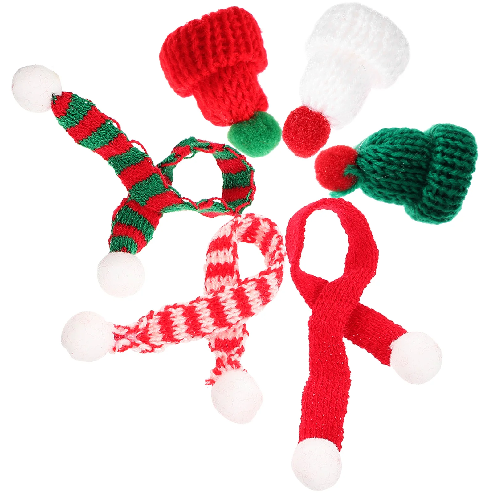 

6 Pcs Mini Woolen Hat Knitted Small Christmas Towel DIY Handmade Accessories Mobile Phone Case Decoration Top Headband Baby