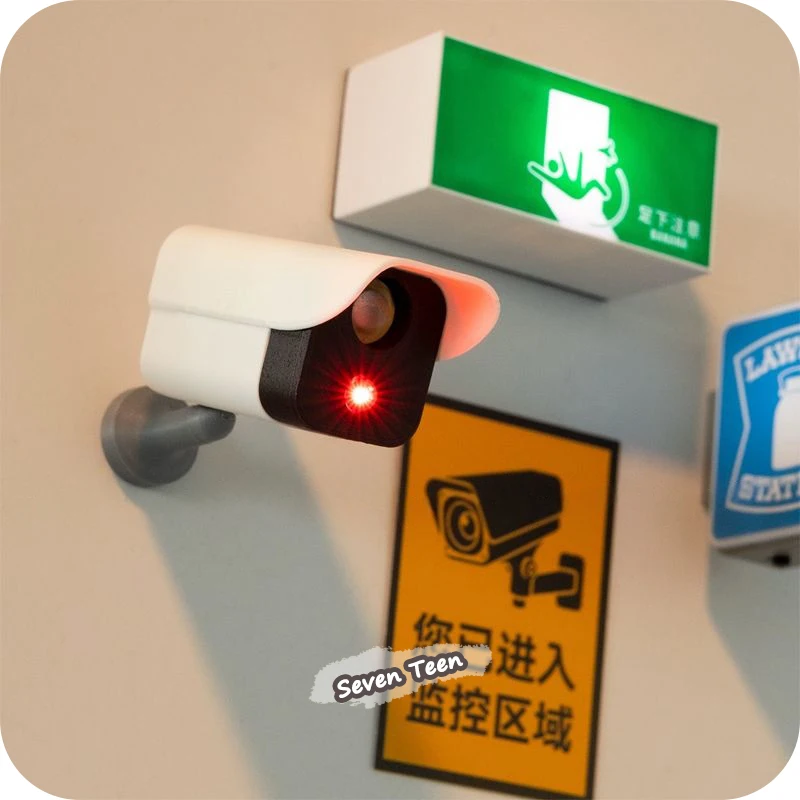 Simulated Mini Surveillance Camera Fridge Magnet Pegboard Creative 3D Magnetic Decoration Warning Light