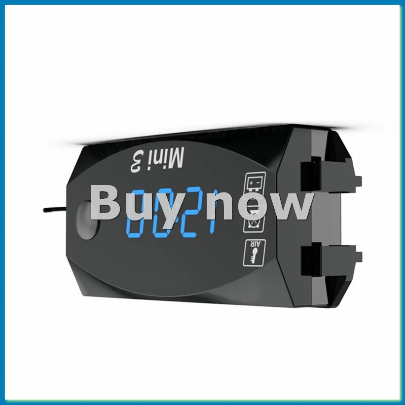LCD Display Voltmeter Waterproof IP67 Digital Time Clock for Motorcycle Scooter Car Boat Thermometer,Blue Light-A75P