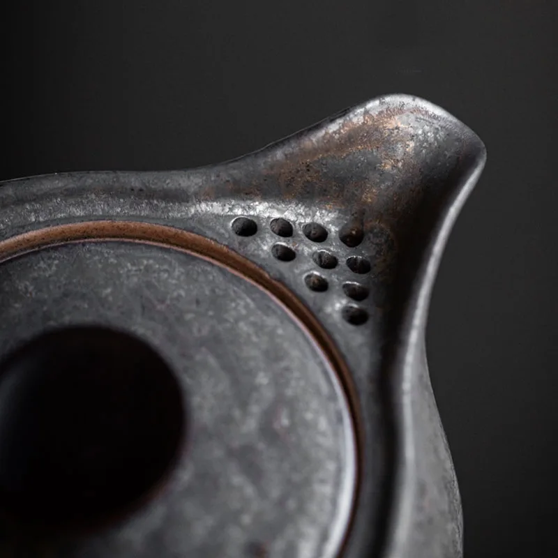 الرجعية مذهب الصدأ المزجج السيراميك الشاي وعاء اليدوية مكافحة تحرق الشاي صانع غطاء وعاء وعاء غلاية صغيرة مع فلتر الكونغ فو الشاي مجموعة هدية #4