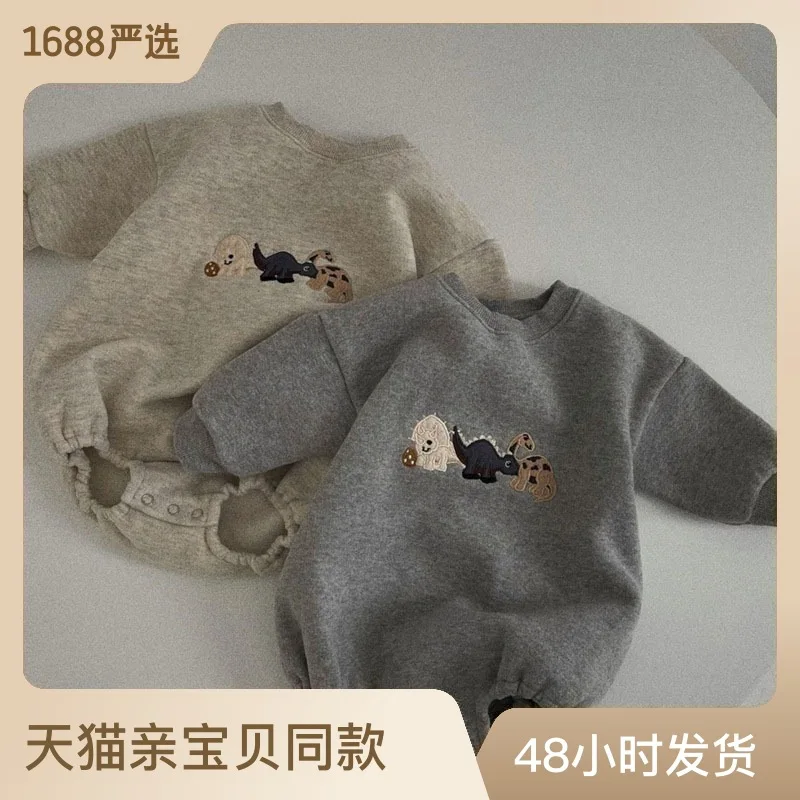 

Корейский вариант весны 2024, новинка, хлопковый костюм для ползания с длинными рукавами для малышей и малышей, милый детский треугольный свитер