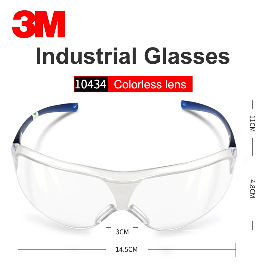 3M 10434 Safety Glasses Anti-Wind Sand Fog Shock Dust Resistant Transparent Glasses Eye Protective Men Fashion Goggles with Case