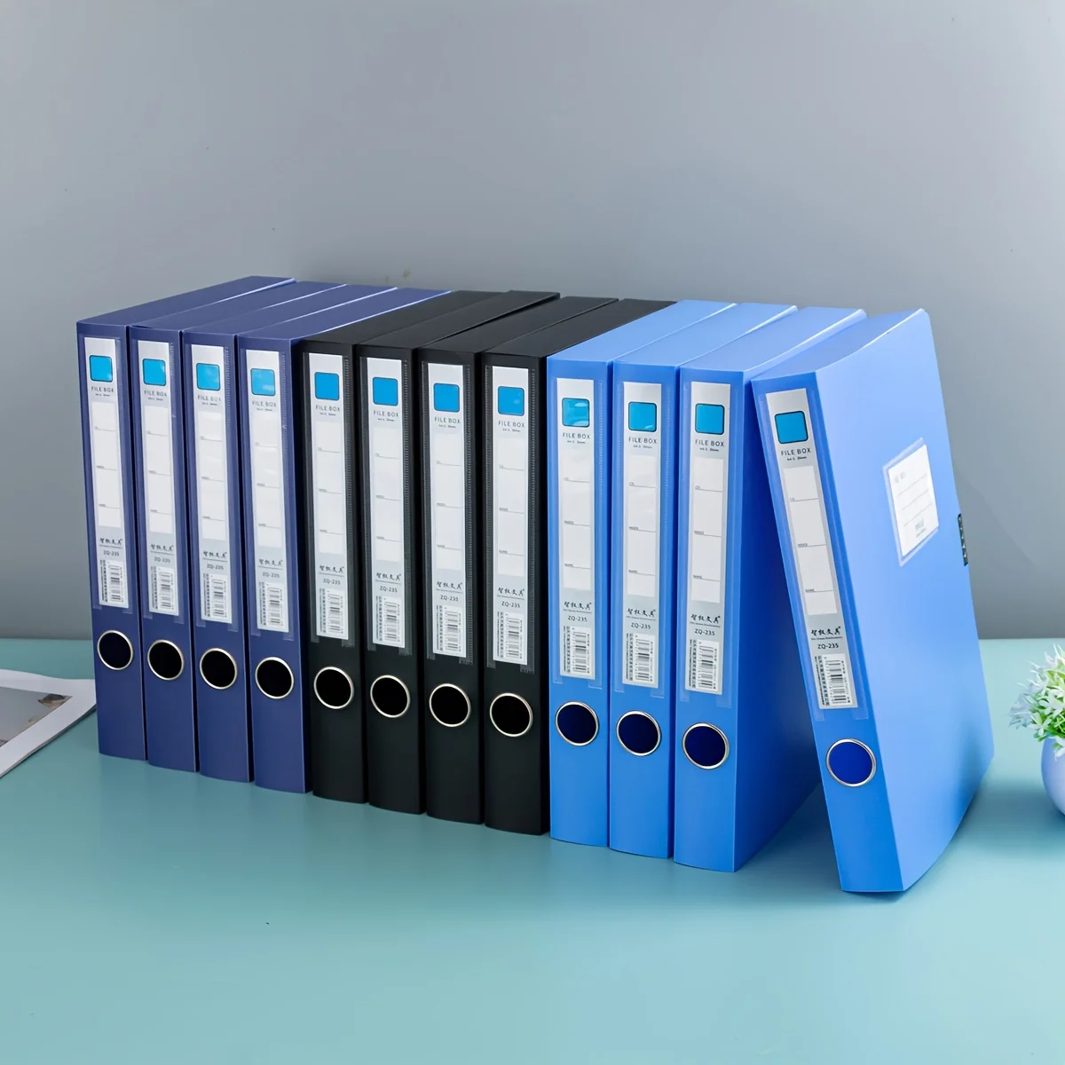 12pcs A4 Plastic File Boxes in 3 Colors - Thick, Large Capacity Document Organizer for Office Supplies, Accounting Receipts & Mo