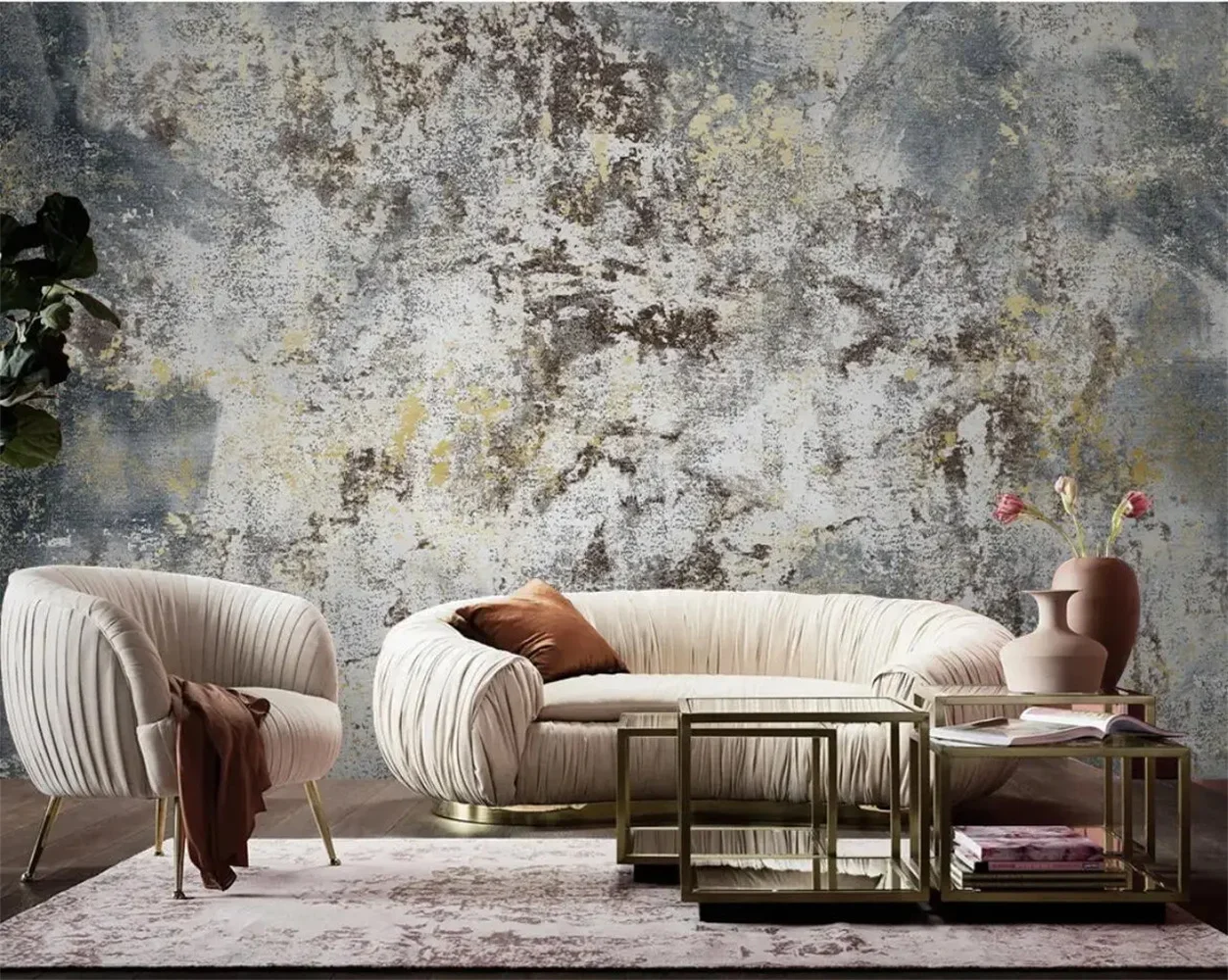 Nordic hand drawn abstract art oil painting wall paper living room TV background wall painting sofa wallpaper