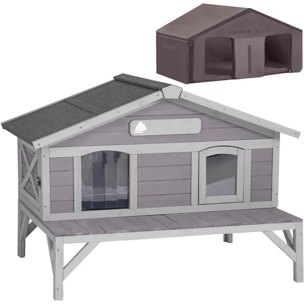 

100% Insulated Outdoor Kitty Shelter, Weatherproof for Winter, Extra Large Room