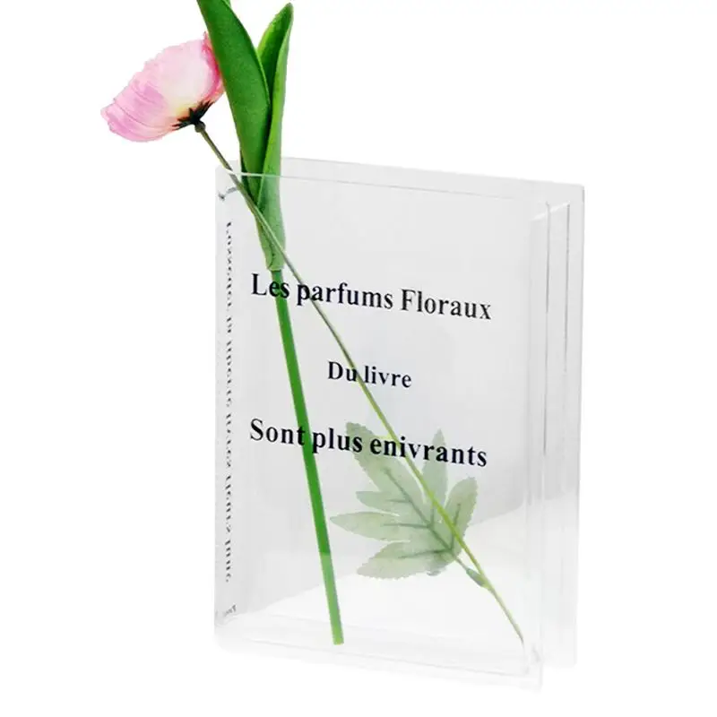 Transparent Book Vase Decorative Acrylic Clear Vase Aesthetic Room Decor Vase Artistic Cultural Flavor Unbreakable Vase Book