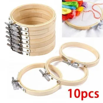 10 adet/takım 8cm/10cm isteğe bağlı DIY çapraz dikiş nakış daire bambu çember çapraz çember halka desteği ahşap iğne zanaat araçları