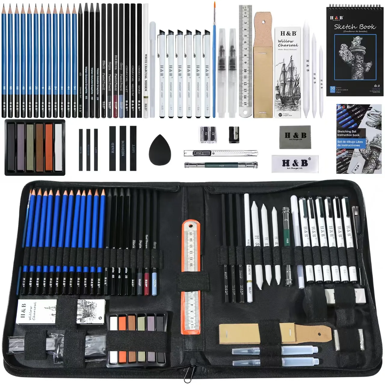 70 pcs Art Painting Set Drawing Sketching tools for Beginners or Professionals Art Stationery Supply