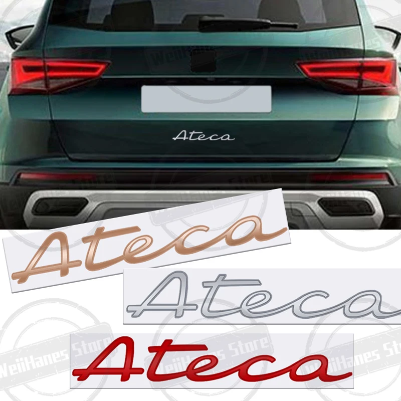 Metal Ateca Rear Letter Badge 3D Emblem Chrome Logo Glossy Black Silver Copper Accessories Sticker