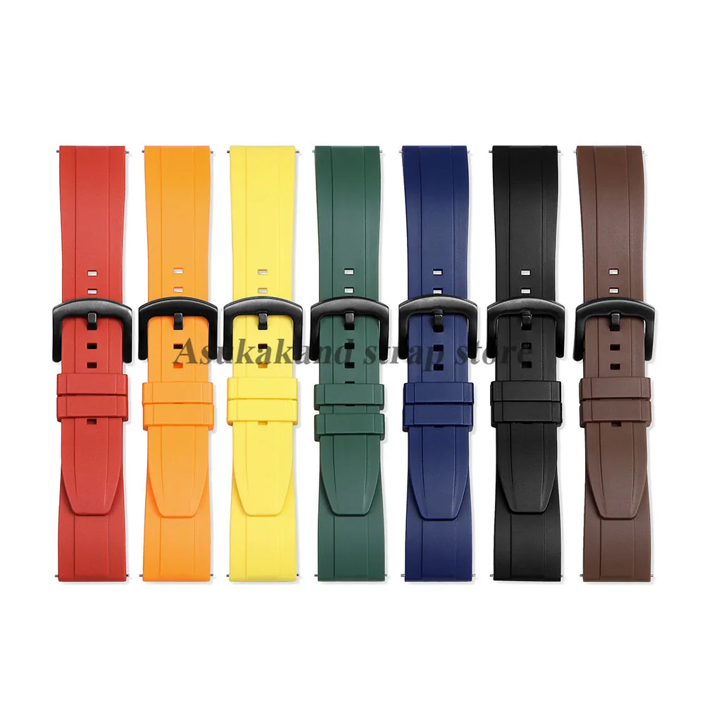 20 มม.22 มม.24 มม.เกรดพรีเมี่ยม Vulcanized ยางสําหรับนาฬิกา IWC สําหรับ Rolex QUICK RELEASE นาฬิกายางผู้ชาย Tropic