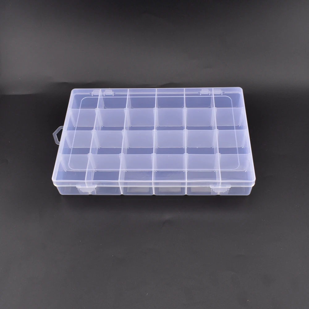 Large 24 grid detachable transparent plastic storage box jewelry packaging box