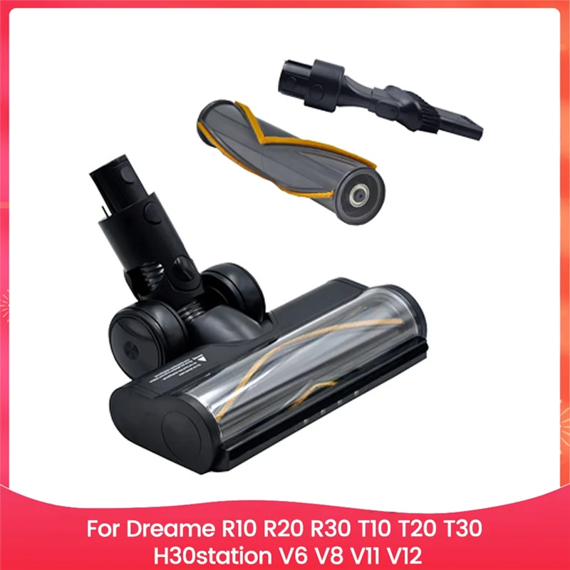 B47B-For Dreame R10 R20 R30 V6 V8 LED-Lit Vacuum Floor Brush – Soft Roller, Spare Electric Brush Head Accessory