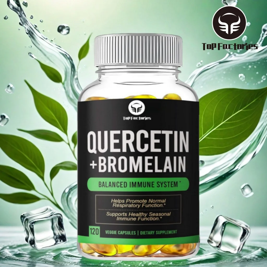 

Top Factories Quercetin with Bromelain Supplement Complex 120 Capsules Boosts Immunity Respiratory Naturally