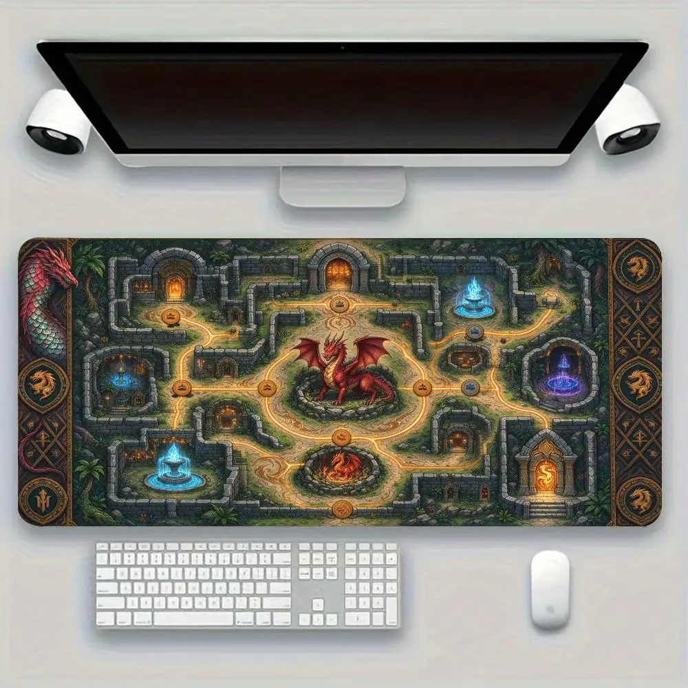 Dungeon Labyrinth Map Desk Mat Mouse Pad Large Size Non Slip Rubber Base For TTRPG Board Game