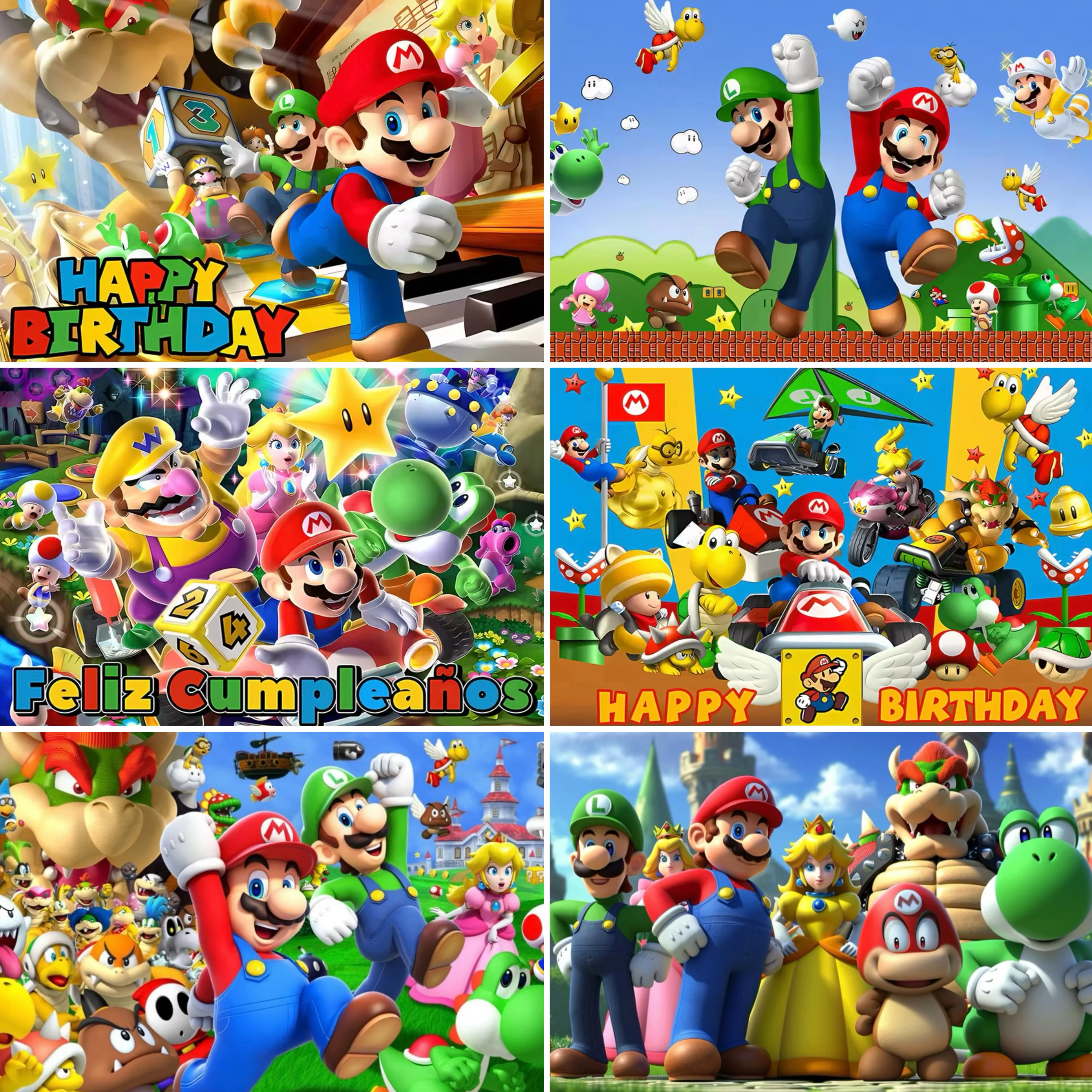 

Cartoon Super Mario Bros Theme Birthday Party Backdrop Poster Kids Birthday Cake Table Decor Backdrop Photo Prop Kids Gift