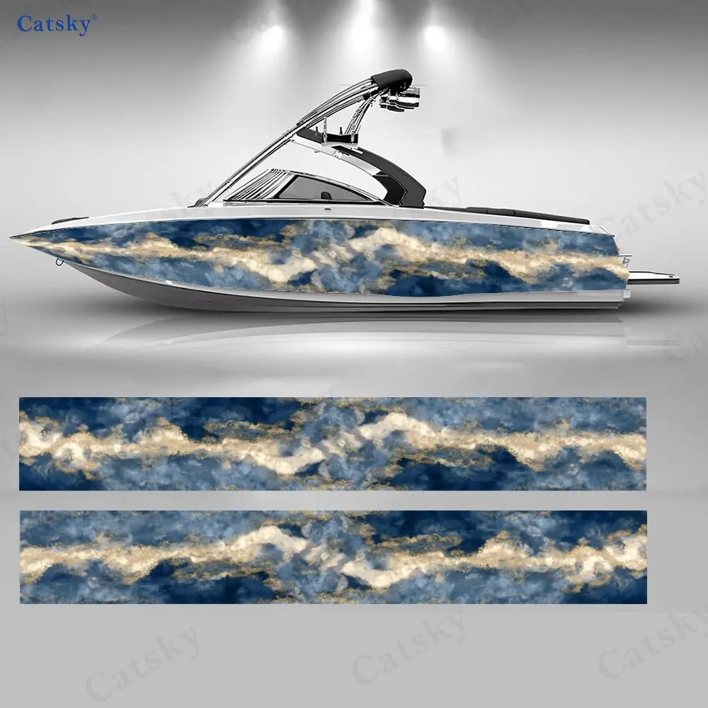 

2Pcs Deep Sea Gilded Boat Stickers, PVC Waterproof Durable Vinyl Wrap Decals for Fishing Boats, Durable and Stylish Design