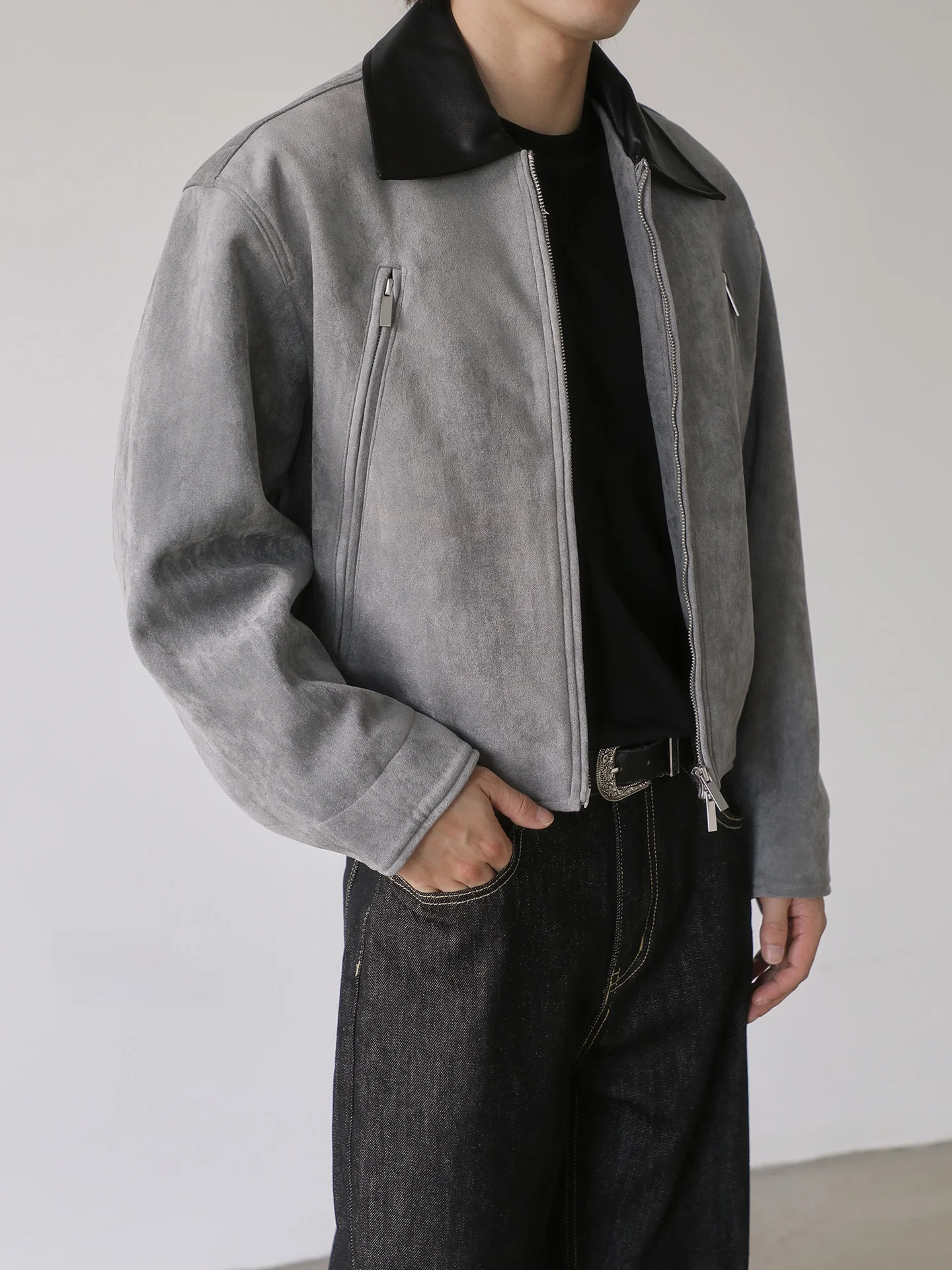 

ey Suede ort Jaet Men's Casual Loose Fit Slimming Trendy Brand Autumn 2025 New Sle Versatile Loose Sle Polyester Fiber