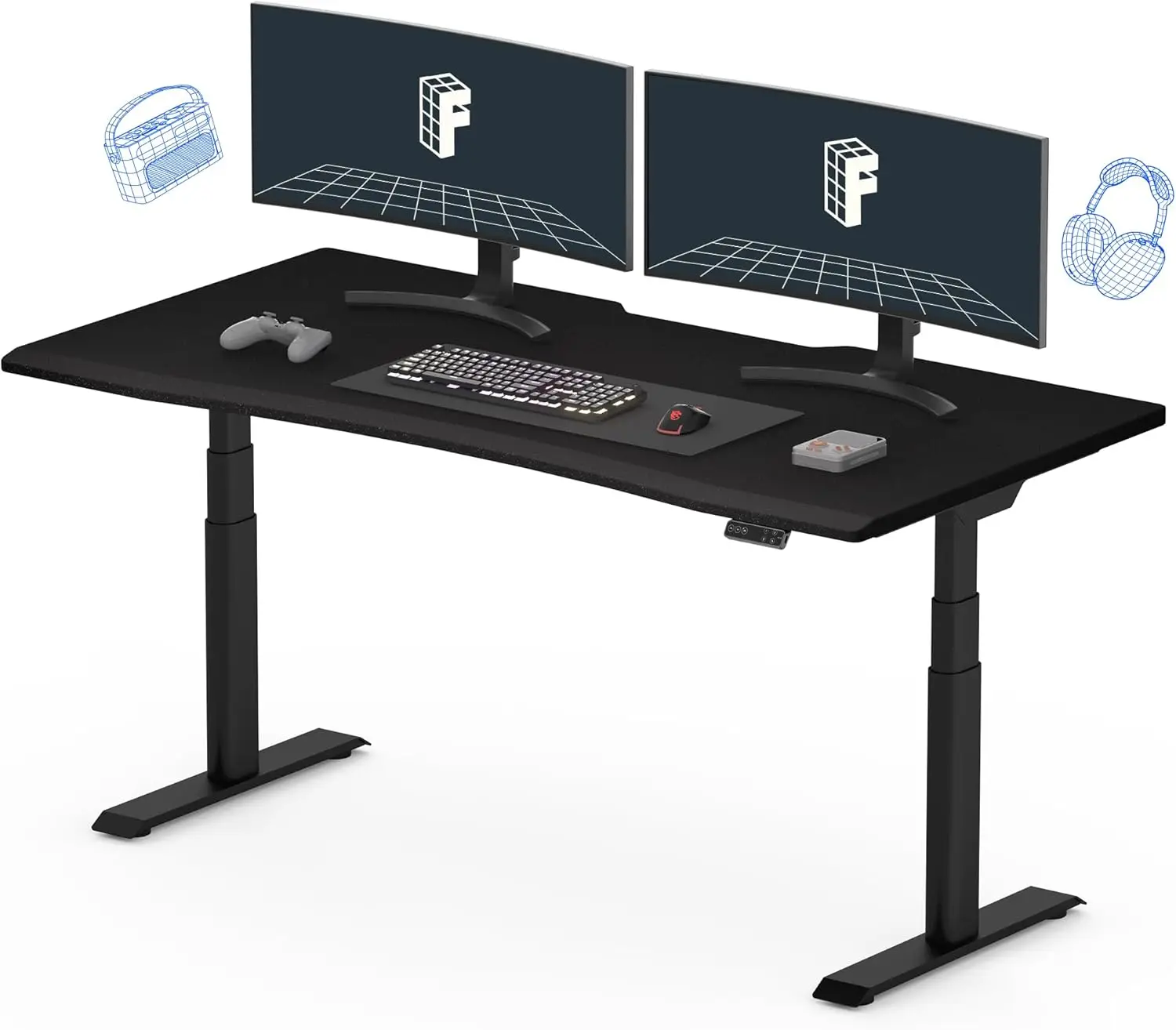 Flexispot E8 Electric Gaming Standing Desk, 60X27 In Adjustable Height Desk For Moba Games, Computer Desk For Home Office Gamer