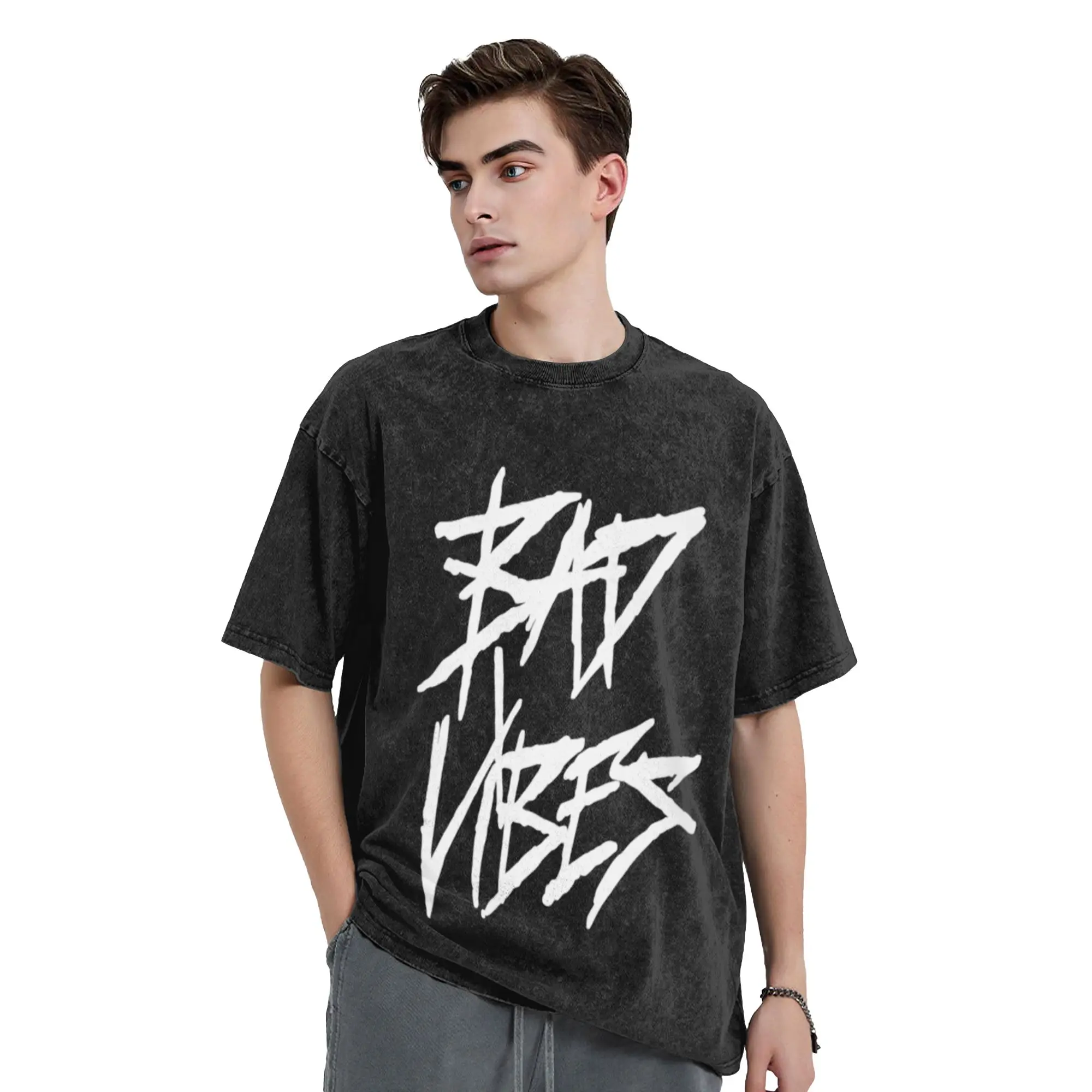 Bad Vibes xxxtentation Classic Stylish A Washed T Shirt Men's Oversized Cotton Tees Tops