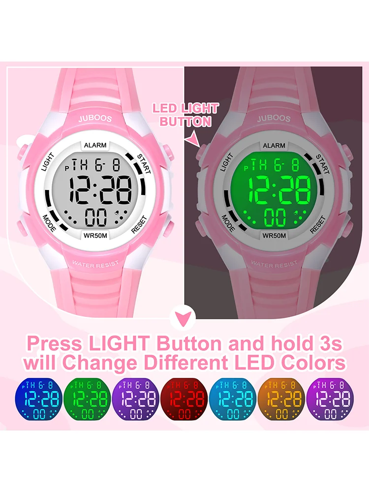 Socico Outdoor Sports Multifunctional Waterproof Large Screen Display Luminous LED Digital For Girl Boy Fashion Silicon Watch