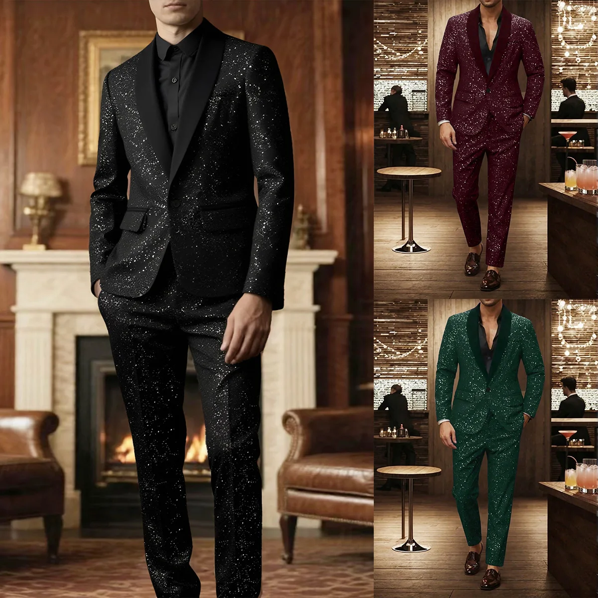 بدلة رجالية من قطعتين مزينة با - مراجعة Men'S Gothic Formal Wear وسعره